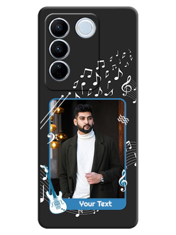 Custom Musical Theme Design with Text on Photo on Space Black Soft Matte Mobile Case - Vivo V27