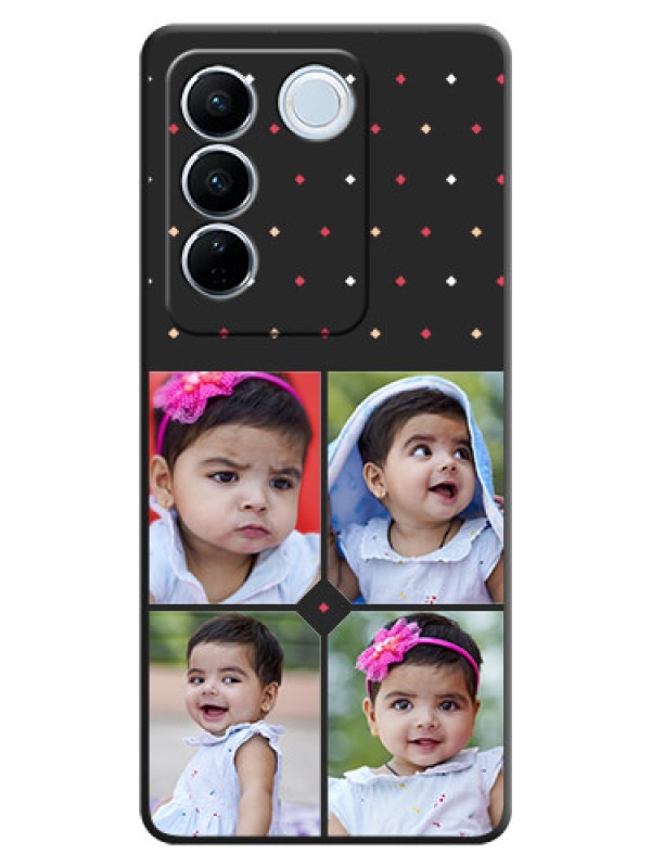 Custom Multicolor Dotted Pattern with 4 Image Holder on Space Black Custom Soft Matte Phone Cases - Vivo V27