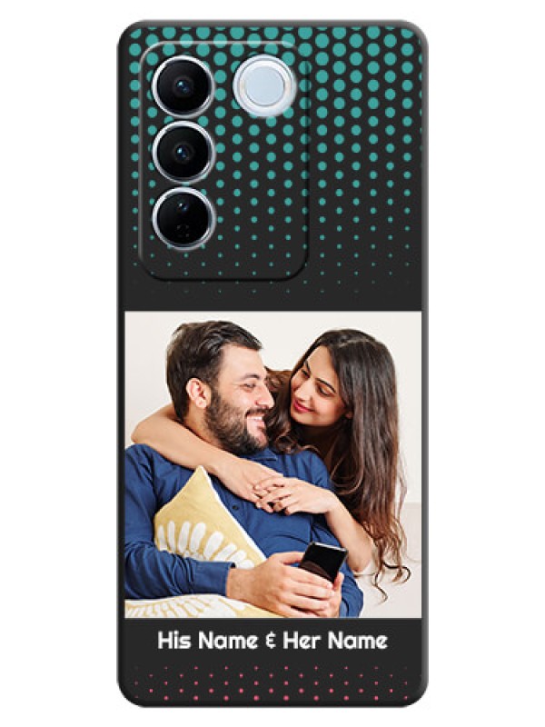 Custom Faded Dots with Grunge Photo Frame and Text on Space Black Custom Soft Matte Phone Cases - Vivo V27