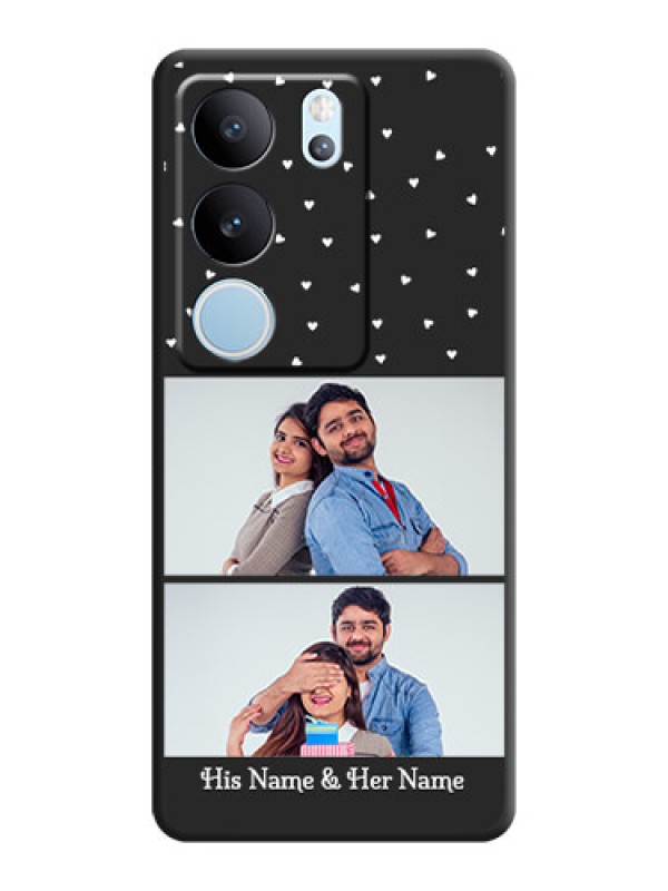 Custom Miniature Love Symbols with Name On Space Black Custom Soft Matte Mobile Back Cover - Vivo V29 5G