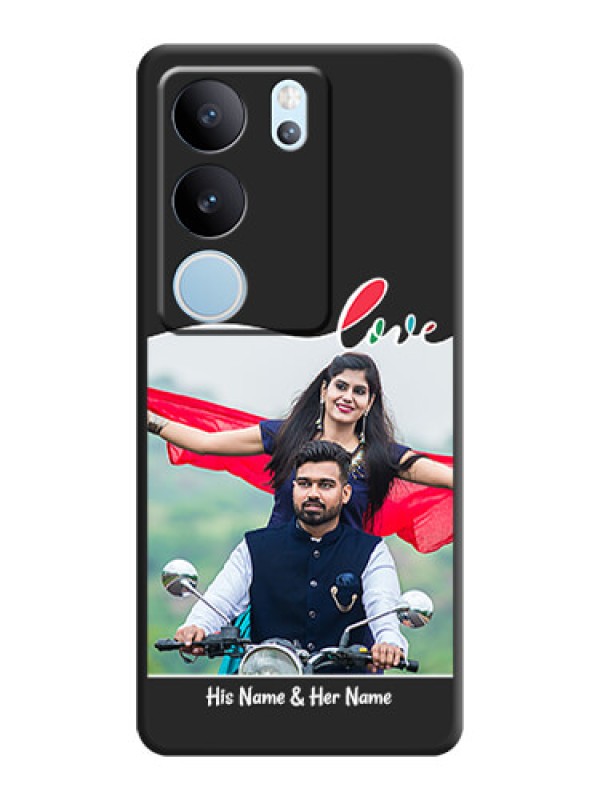 Custom Fall in Love Pattern with Picture on Photo On Space Black Custom Soft Matte Mobile Back Cover - Vivo V29 5G