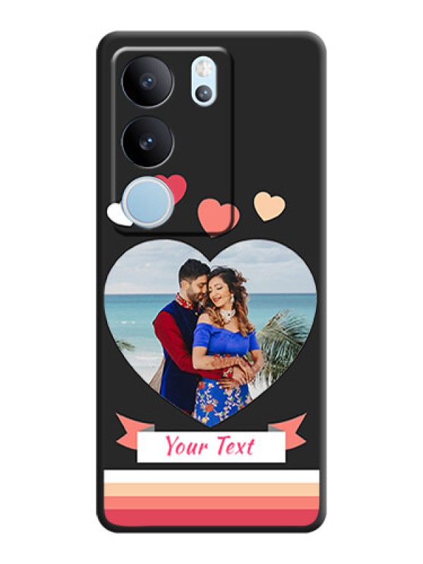 Custom Love Shaped Photo with Colorful Stripes On Space Black Custom Soft Matte Mobile Back Cover - Vivo V29 5G
