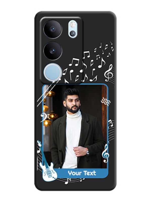 Custom Musical Theme Design with Text on Photo On Space Black Custom Soft Matte Mobile Back Cover - Vivo V29 5G