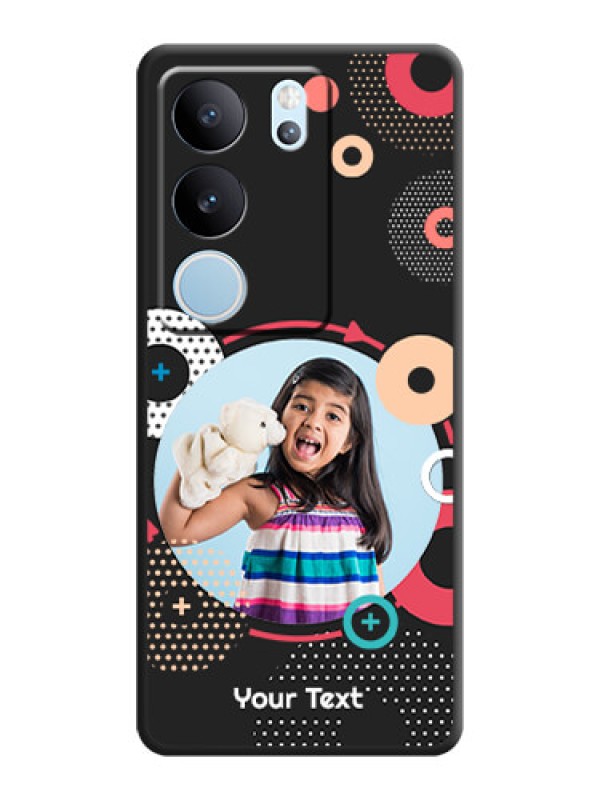 Custom Multicoloured Round Image On Space Black Custom Soft Matte Mobile Back Cover - Vivo V29 5G