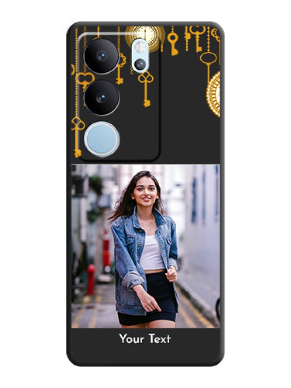 Custom Decorative Design with Text On Space Black Custom Soft Matte Mobile Back Cover - Vivo V29 5G