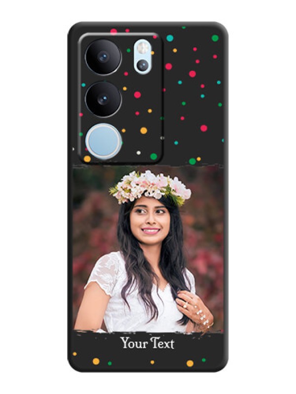 Custom Multicolor Dotted Pattern with Text  On Space Black Custom Soft Matte Mobile Back Cover - Vivo V29 5G
