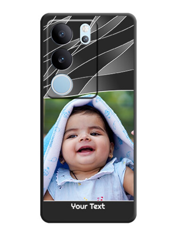 Custom Mixed Wave Lines on Photo On Space Black Custom Soft Matte Mobile Back Cover - Vivo V29 5G