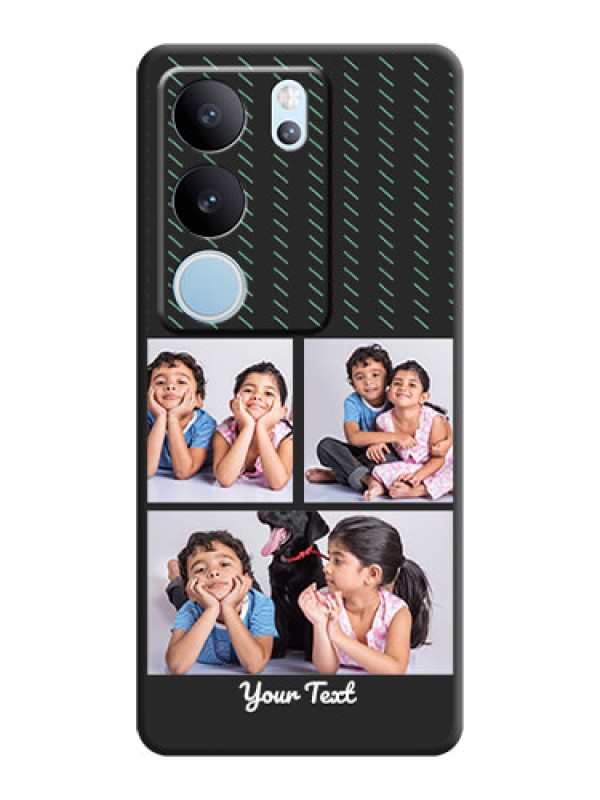 Custom Cross Dotted Pattern with 2 Image Holder On Space Black Custom Soft Matte Mobile Back Cover - Vivo V29 5G