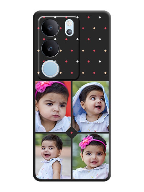 Custom Multicolor Dotted Pattern with 4 Image Holder On Space Black Custom Soft Matte Mobile Back Cover - Vivo V29 5G