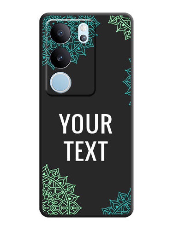 Custom Your Name with Floral Design On Space Black Custom Soft Matte Mobile Back Cover - Vivo V29 5G