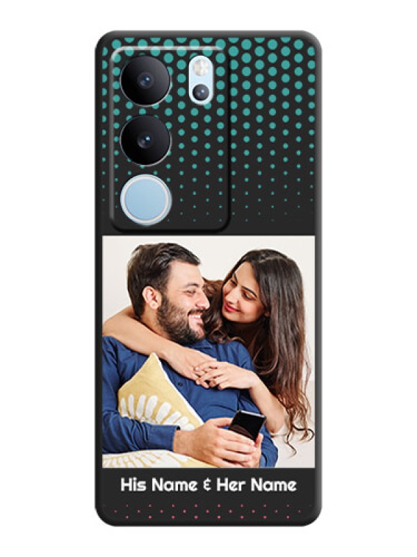 Custom Faded Dots with Grunge Photo Frame and Text On Space Black Custom Soft Matte Mobile Back Cover - Vivo V29 5G