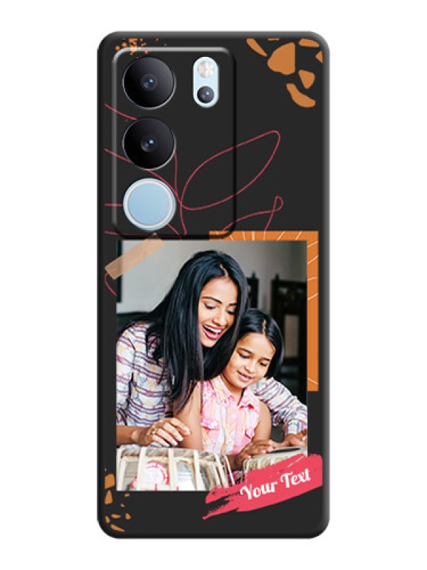 Custom Orange Photo Frame On Space Black Custom Soft Matte Mobile Back Cover - Vivo V29 5G