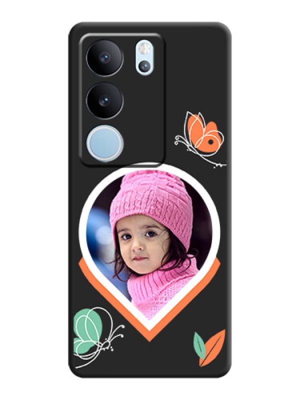 Custom Upload Pic With Simple Butterly Design On Space Black Custom Soft Matte Mobile Back Cover - Vivo V29 5G