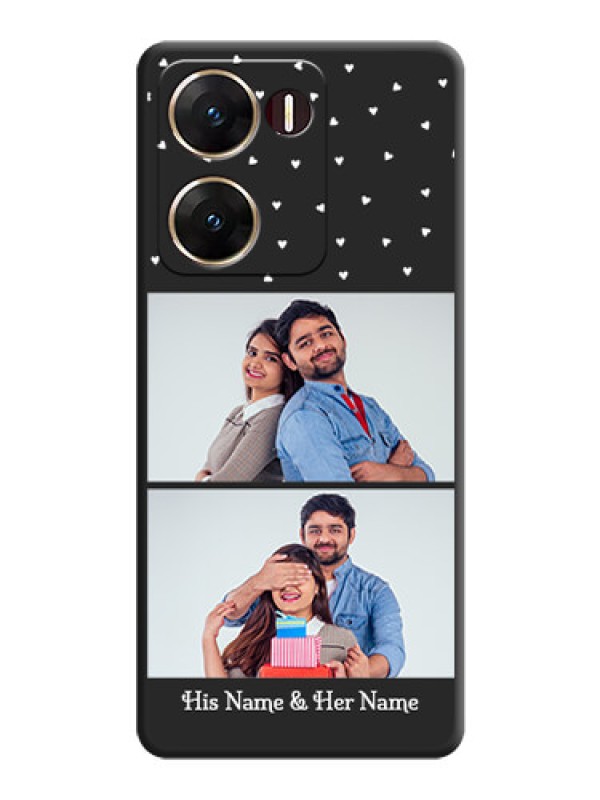 Custom Miniature Love Symbols with Name On Space Black Custom Soft Matte Mobile Back Cover - Vivo V29E 5G