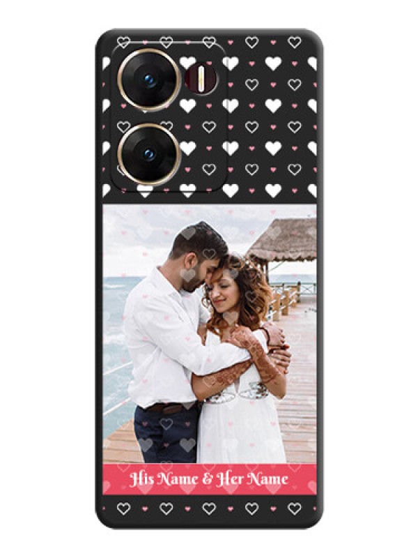Custom White Color Love Symbols with Text Design on Photo On Space Black Custom Soft Matte Mobile Back Cover - Vivo V29E 5G