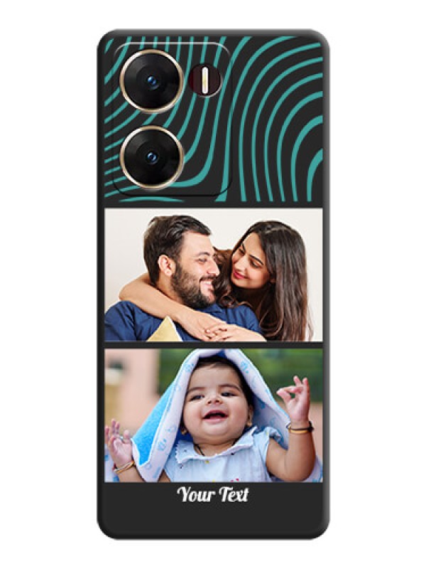 Custom Wave Pattern with 2 Image Holder On Space Black Custom Soft Matte Mobile Back Cover - Vivo V29E 5G
