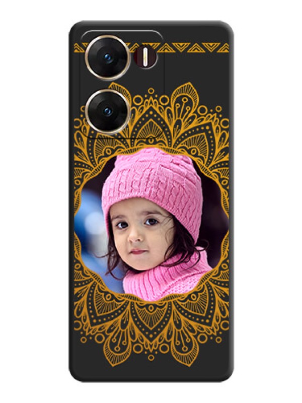 Custom Round Image with Floral Design On Space Black Custom Soft Matte Mobile Back Cover - Vivo V29E 5G