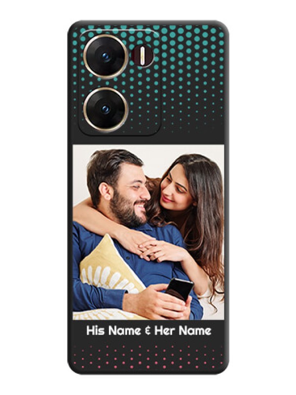 Custom Faded Dots with Grunge Photo Frame and Text On Space Black Custom Soft Matte Mobile Back Cover - Vivo V29E 5G