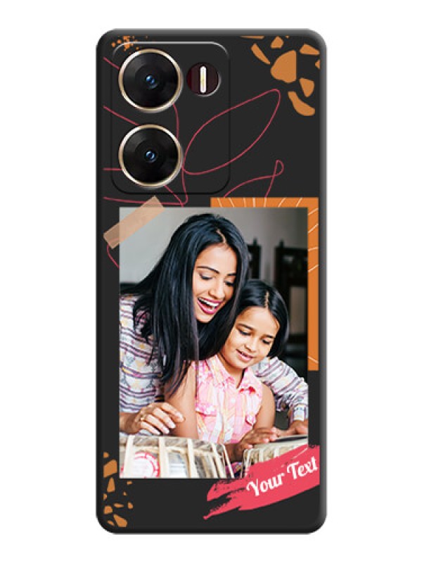 Custom Orange Photo Frame On Space Black Custom Soft Matte Mobile Back Cover - Vivo V29E 5G