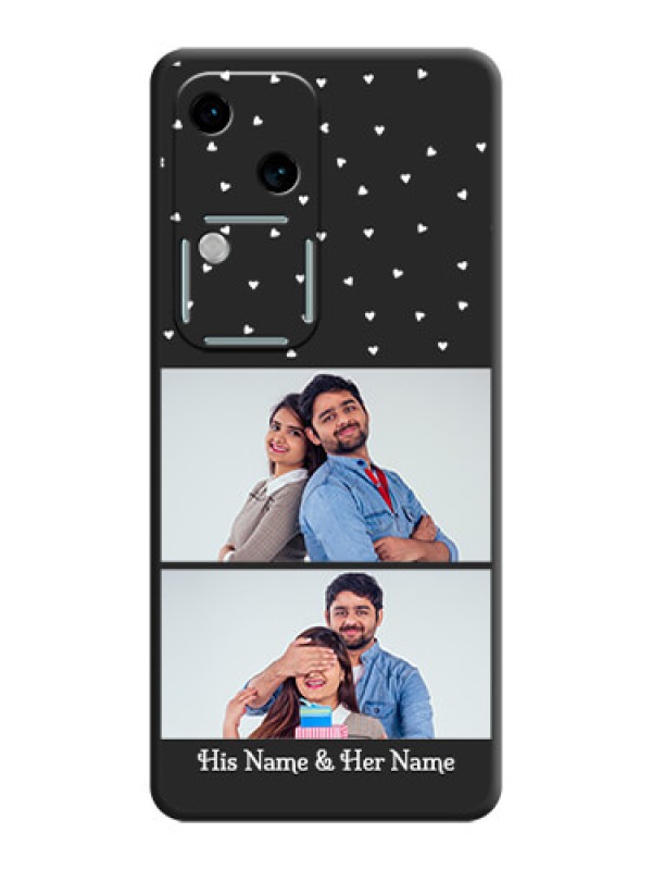Custom Miniature Love Symbols with Name on Space Black Custom Soft Matte Back Cover - Vivo V30 5G