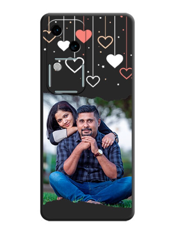 Custom Love Hangings with Splash Wave Picture on Space Black Custom Soft Matte Phone Back Cover - Vivo V30 5G