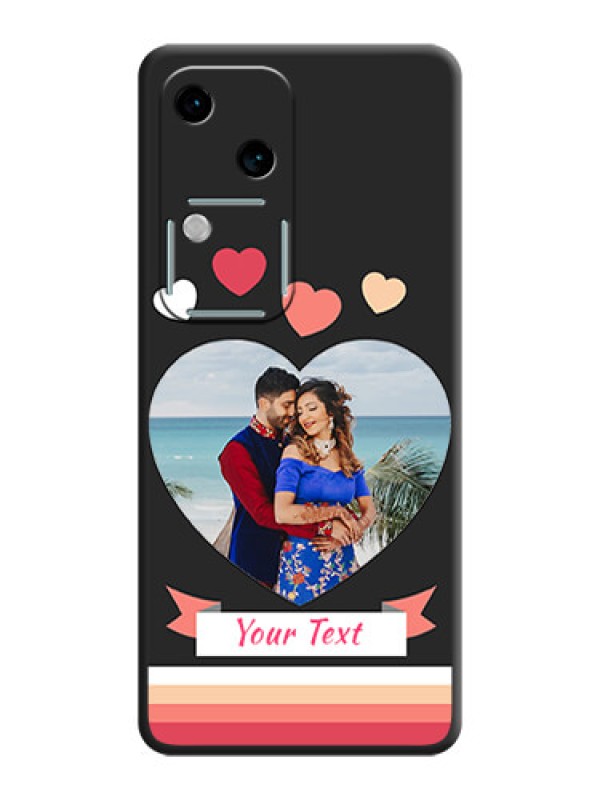 Custom Love Shaped Photo with Colorful Stripes on Personalised Space Black Soft Matte Cases - Vivo V30 5G