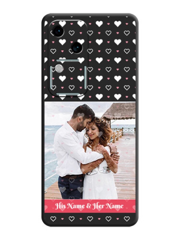 Custom White Color Love Symbols with Text Design - Photo on Space Black Soft Matte Phone Cover - Vivo V30 5G