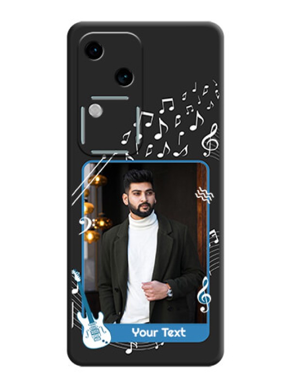 Custom Musical Theme Design with Text - Photo on Space Black Soft Matte Mobile Case - Vivo V30 5G
