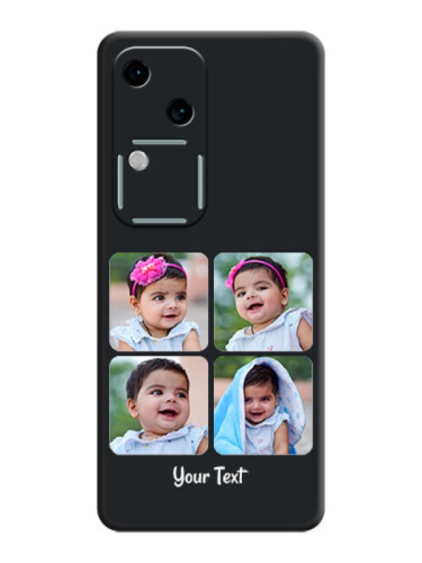Custom Floral Art with 6 Image Holder - Photo on Space Black Soft Matte Mobile Case - Vivo V30 5G