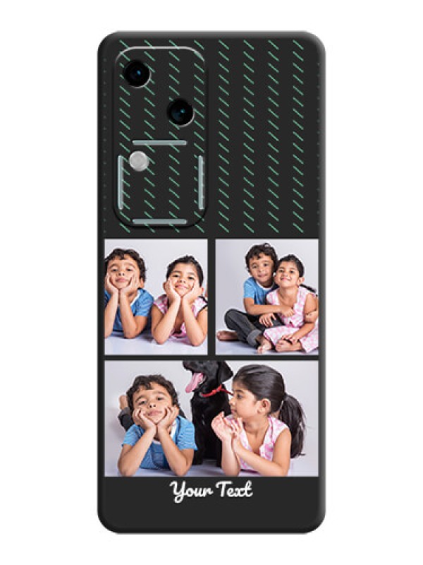 Custom Cross Dotted Pattern with 2 Image Holder on Personalised Space Black Soft Matte Cases - Vivo V30 5G