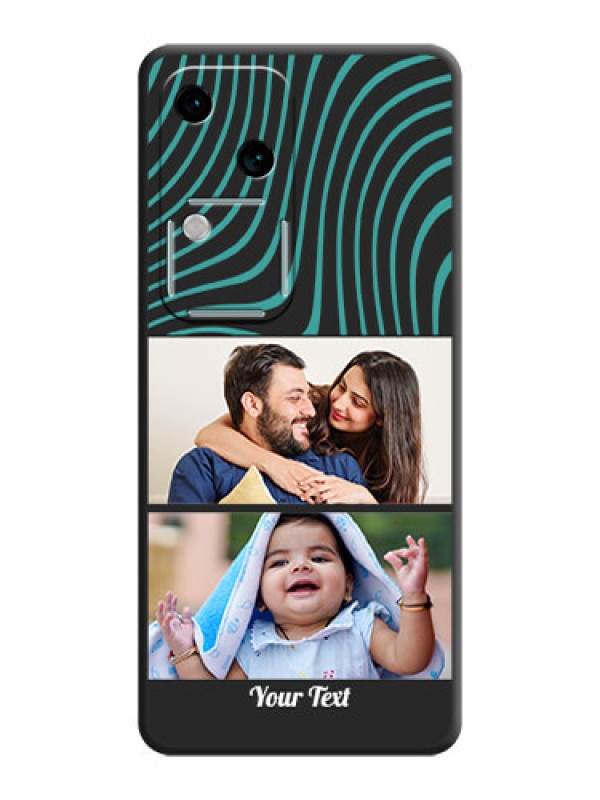 Custom Wave Pattern with 2 Image Holder on Space Black Personalized Soft Matte Phone Covers - Vivo V30 5G