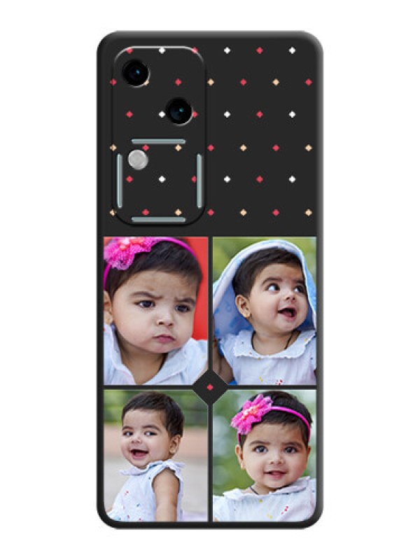 Custom Multicolor Dotted Pattern with 4 Image Holder on Space Black Custom Soft Matte Phone Cases - Vivo V30 5G