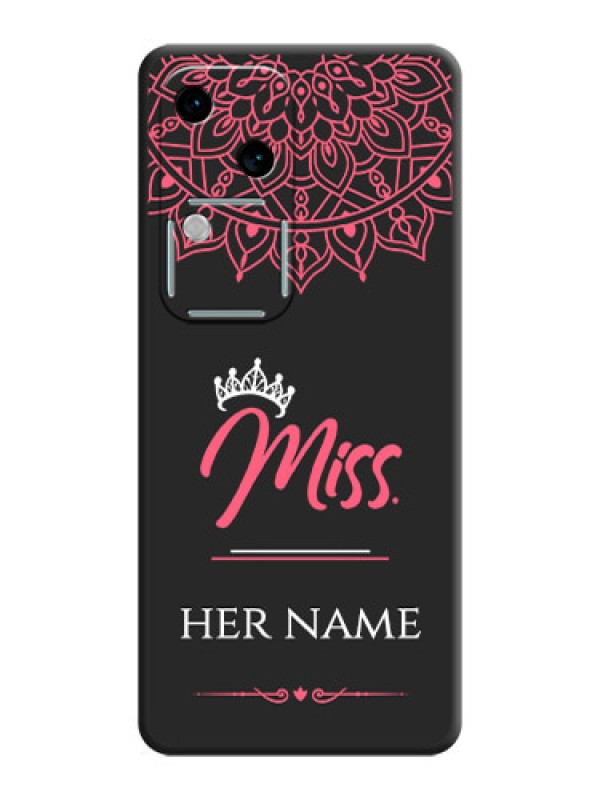 Custom Mrs Name with Floral Design on Space Black Personalized Soft Matte Phone Covers - Vivo V30 5G