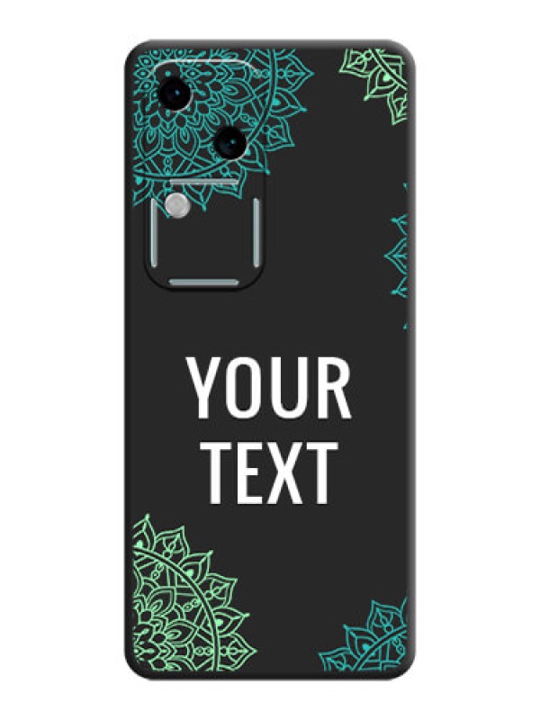 Custom Your Name with Floral Design on Space Black Custom Soft Matte Back Cover - Vivo V30 5G