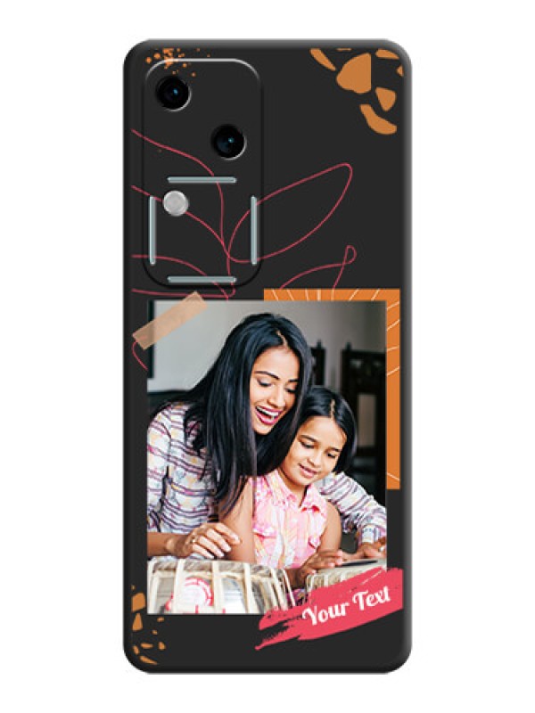 Custom Orange Photo Frame on Space Black Custom Soft Matte Phone Back Cover - Vivo V30 5G