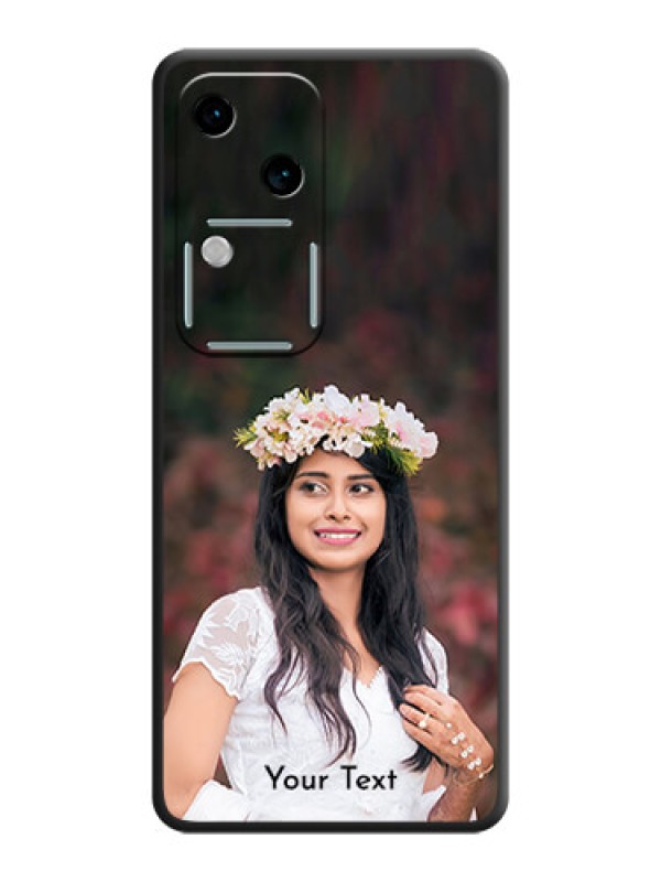 Custom Full Single Pic Upload With Text On Space Black Personalized Soft Matte Phone Covers - Vivo V30 5G