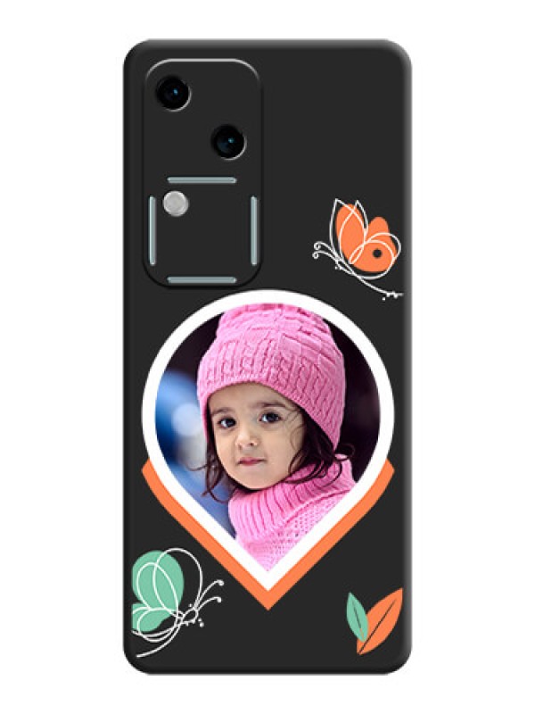 Custom Upload Pic With Simple Butterly Design On Space Black Personalized Soft Matte Phone Covers - Vivo V30 5G