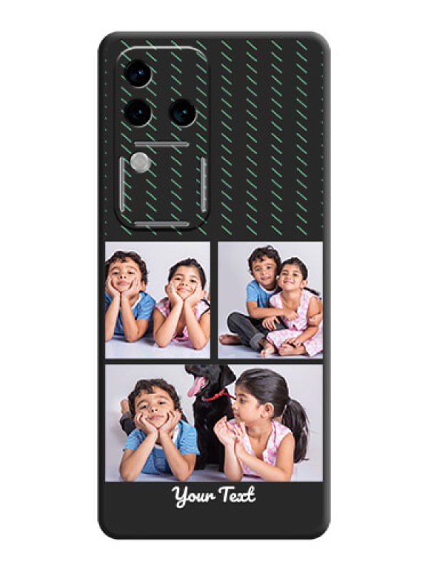 Custom Cross Dotted Pattern with 2 Image Holder on Personalised Space Black Soft Matte Cases - Vivo V30 Pro 5G