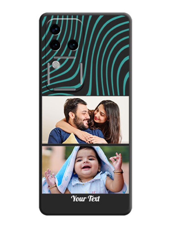 Custom Wave Pattern with 2 Image Holder on Space Black Personalized Soft Matte Phone Covers - Vivo V30 Pro 5G