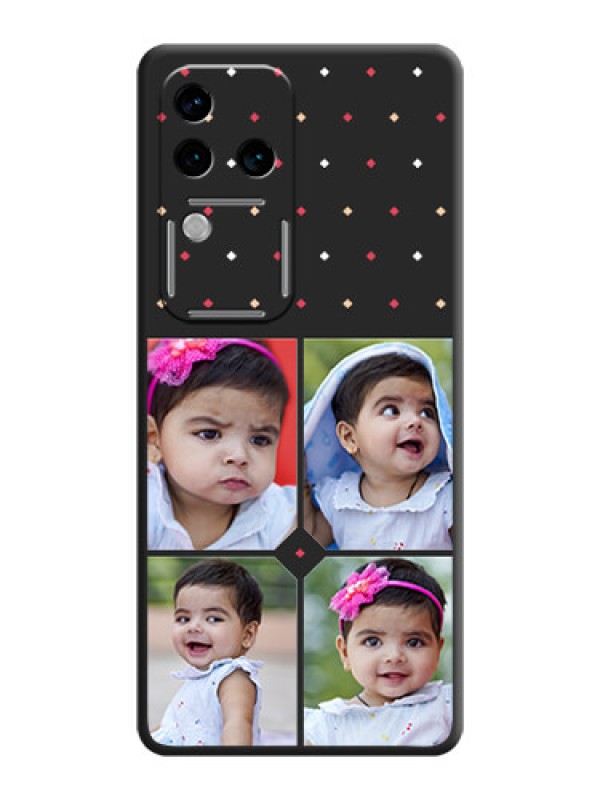 Custom Multicolor Dotted Pattern with 4 Image Holder on Space Black Custom Soft Matte Phone Cases - Vivo V30 Pro 5G
