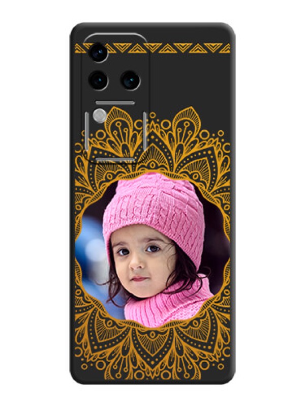Custom Round Image with Floral Design - Photo on Space Black Soft Matte Mobile Cover - Vivo V30 Pro 5G