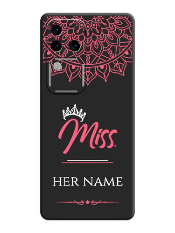 Custom Mrs Name with Floral Design on Space Black Personalized Soft Matte Phone Covers - Vivo V30 Pro 5G