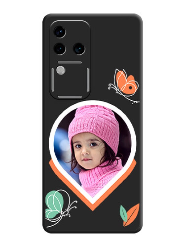 Custom Upload Pic With Simple Butterly Design On Space Black Personalized Soft Matte Phone Covers - Vivo V30 Pro 5G