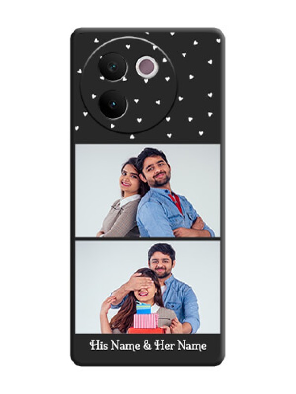 Custom Miniature Love Symbols with Name On Space Black Custom Soft Matte Mobile Back Cover - Vivo V30e 5G