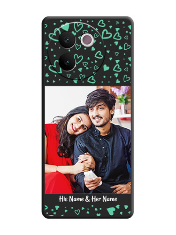 Custom Sea Green Indefinite Love Pattern on Photo On Space Black Custom Soft Matte Mobile Back Cover - Vivo V30e 5G