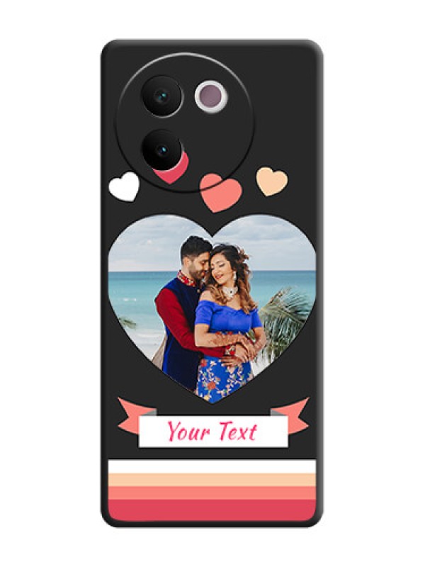 Custom Love Shaped Photo with Colorful Stripes On Space Black Custom Soft Matte Mobile Back Cover - Vivo V30e 5G