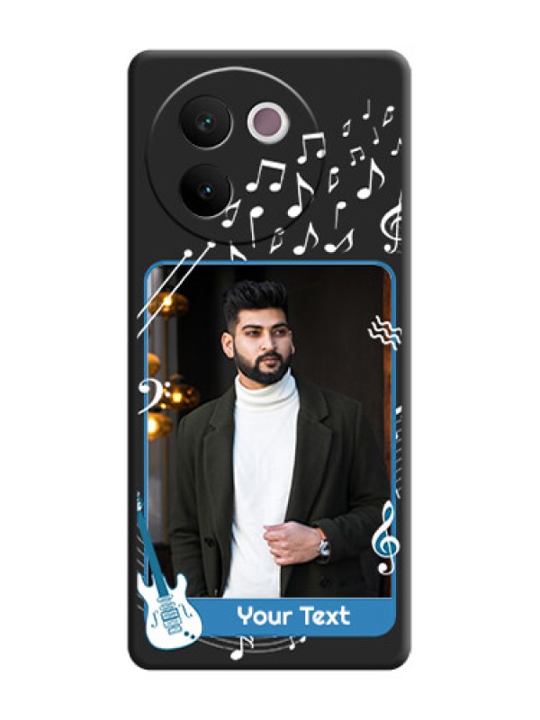 Custom Musical Theme Design with Text on Photo On Space Black Custom Soft Matte Mobile Back Cover - Vivo V30e 5G