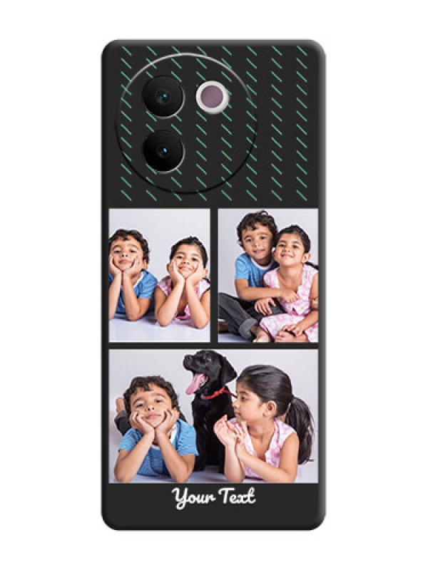 Custom Cross Dotted Pattern with 2 Image Holder On Space Black Custom Soft Matte Mobile Back Cover - Vivo V30e 5G