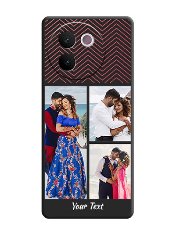 Custom Wave Pattern with 3 Image Holder On Space Black Custom Soft Matte Mobile Back Cover - Vivo V30e 5G