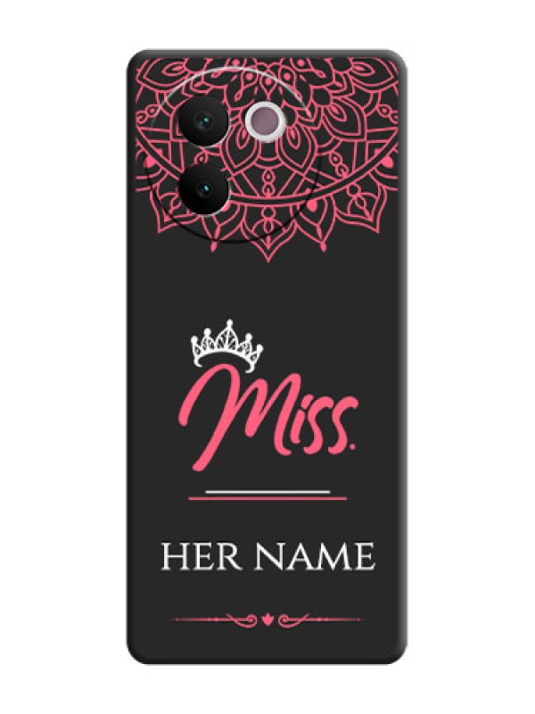 Custom Mrs Name with Floral Design On Space Black Custom Soft Matte Mobile Back Cover - Vivo V30e 5G